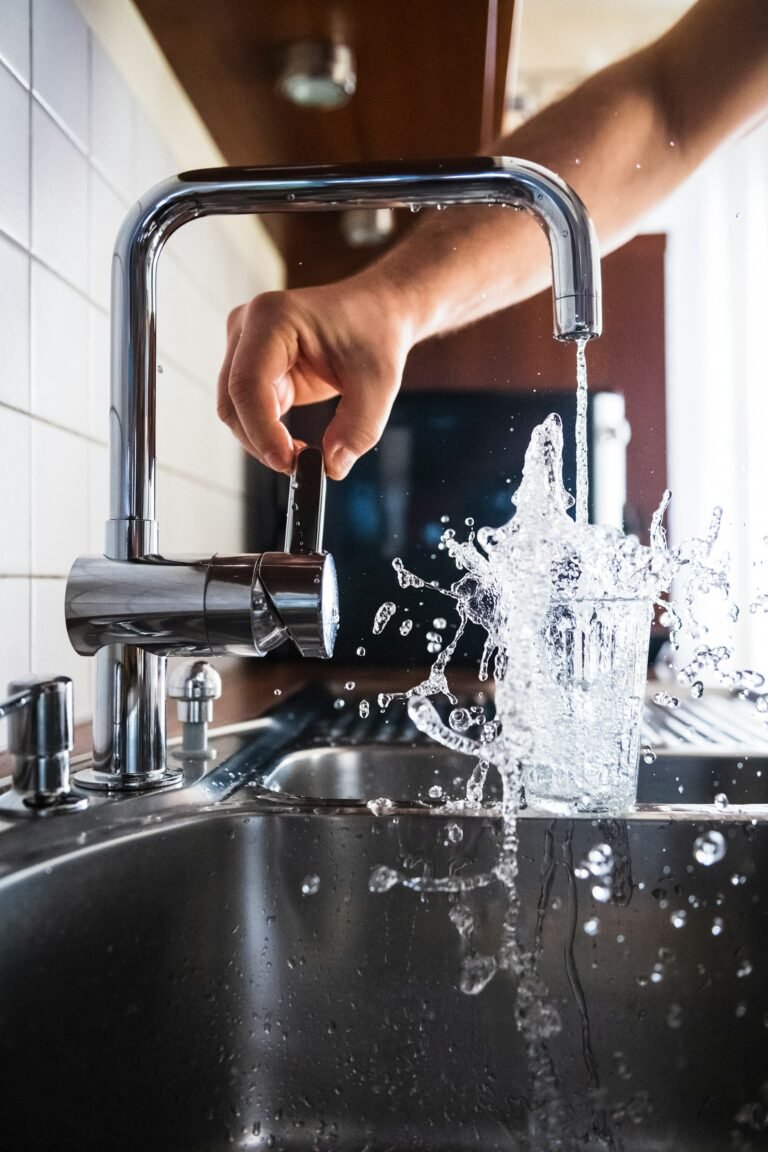 Kitchen faucet with hard water scale in a Peoria Heights, IL home